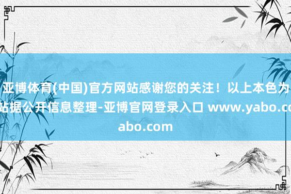 亚博体育(中国)官方网站感谢您的关注！以上本色为本站据公开信息整理-亚博官网登录入口 www.yabo.com